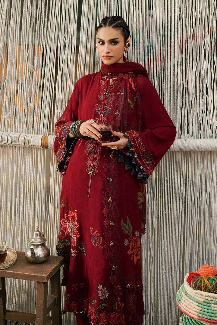 Maria B M.Prints 10A maroon dobby linen unstitched suit – view 1