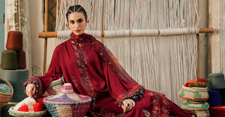 Maria B M.Prints 10A maroon dobby linen unstitched suit – view 6