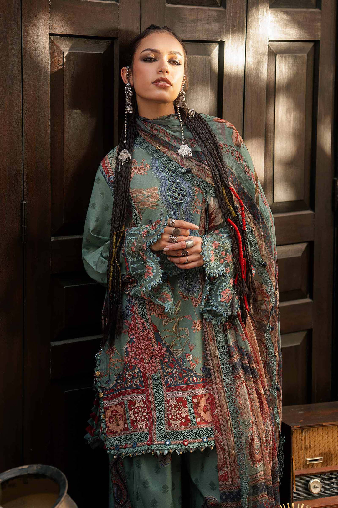 Maria B M.Prints 2A sea green cambric unstitched suit – view 1