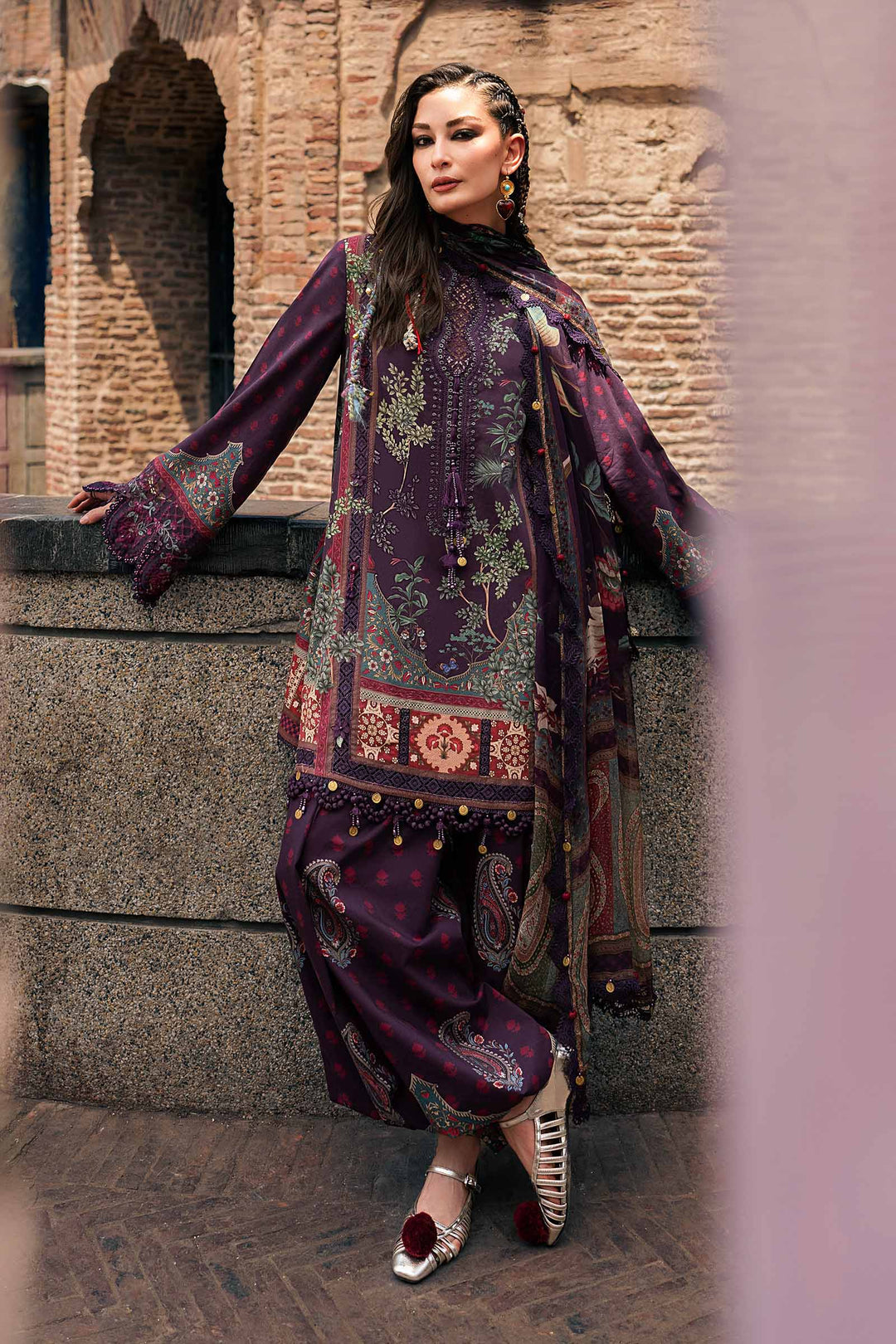 Maria B M.Prints 2B purple cambric unstitched suit – view 2