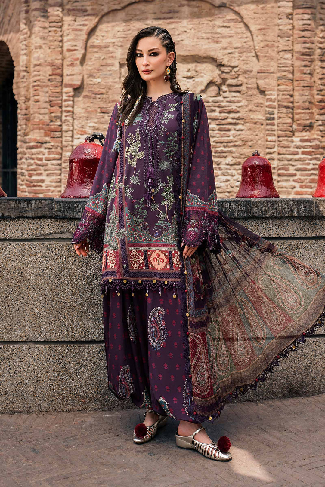 Maria B M.Prints 2B purple cambric unstitched suit – view 1