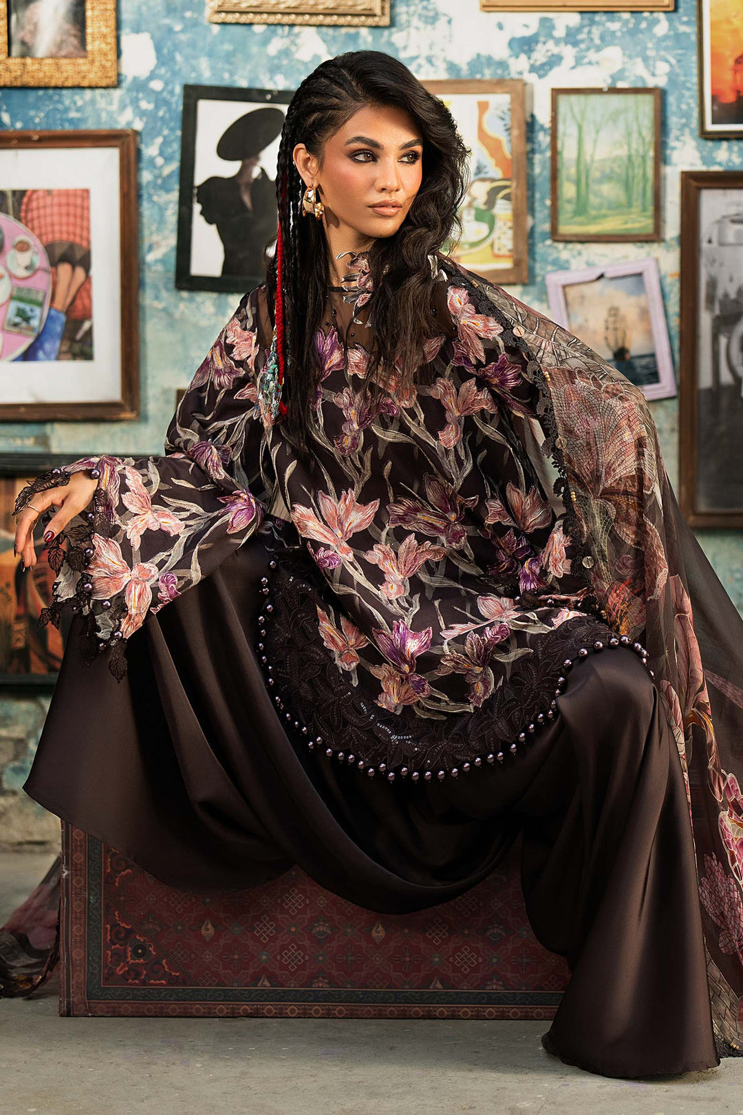 Maria B M.Prints 4B brown cambric unstitched suit – view 1