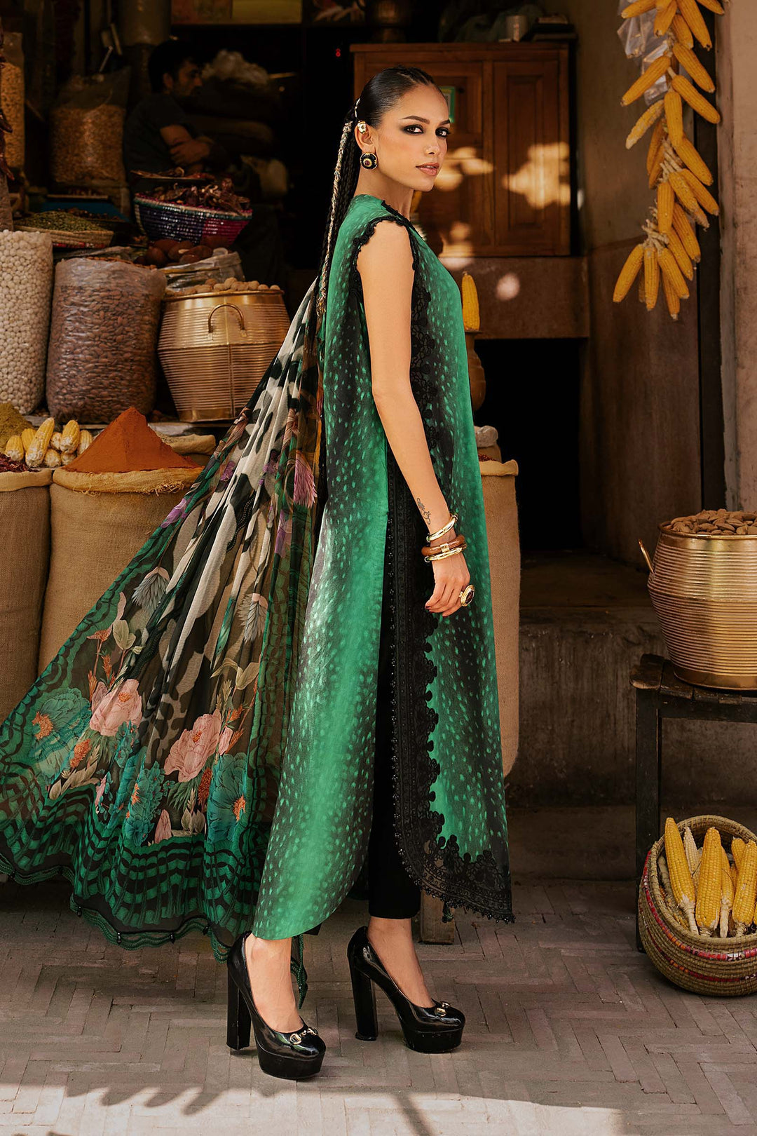 Maria B M.Prints 5A green linen unstitched suit – view 4