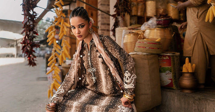 Maria B M.Prints 5B brown linen unstitched suit – view 9