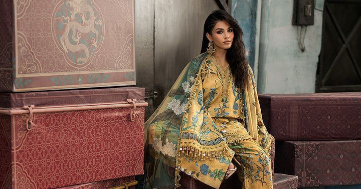 Maria B M.Prints 6A mustard cambric unstitched suit – view 5