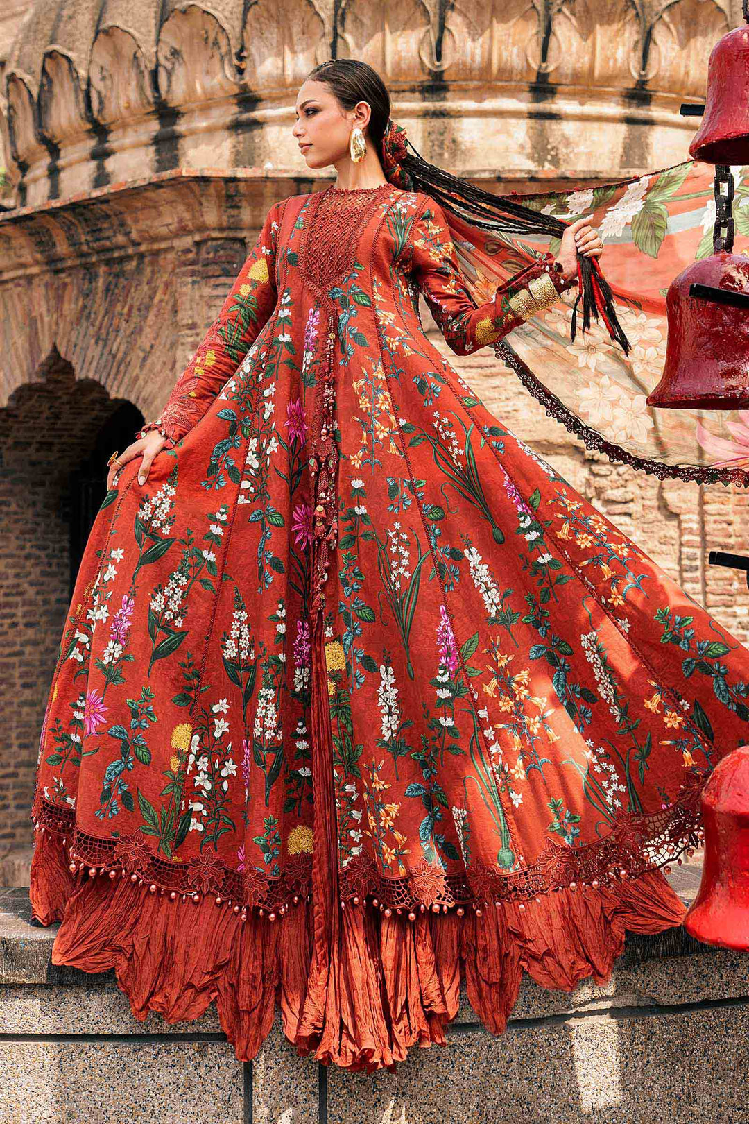 Maria B M.Prints 6B rust cambric unstitched suit – view 1