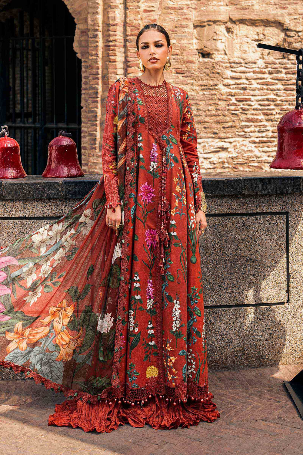 Maria B M.Prints 6B rust cambric unstitched suit – view 2