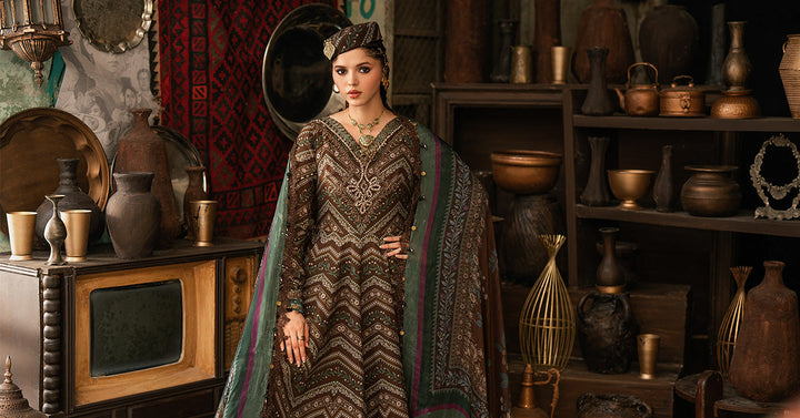 Maria B M.Prints 7A brown cambric unstitched anarkali suit – view 8