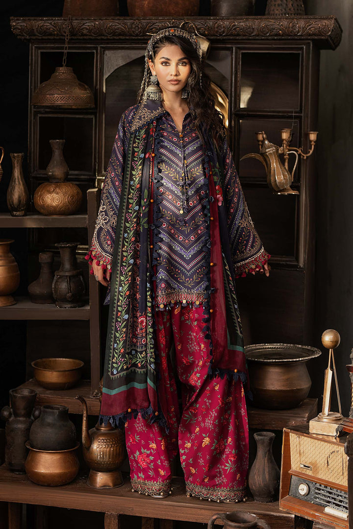 Maria B M.Prints 7B blue cambric unstitched anarkali suit – view 1