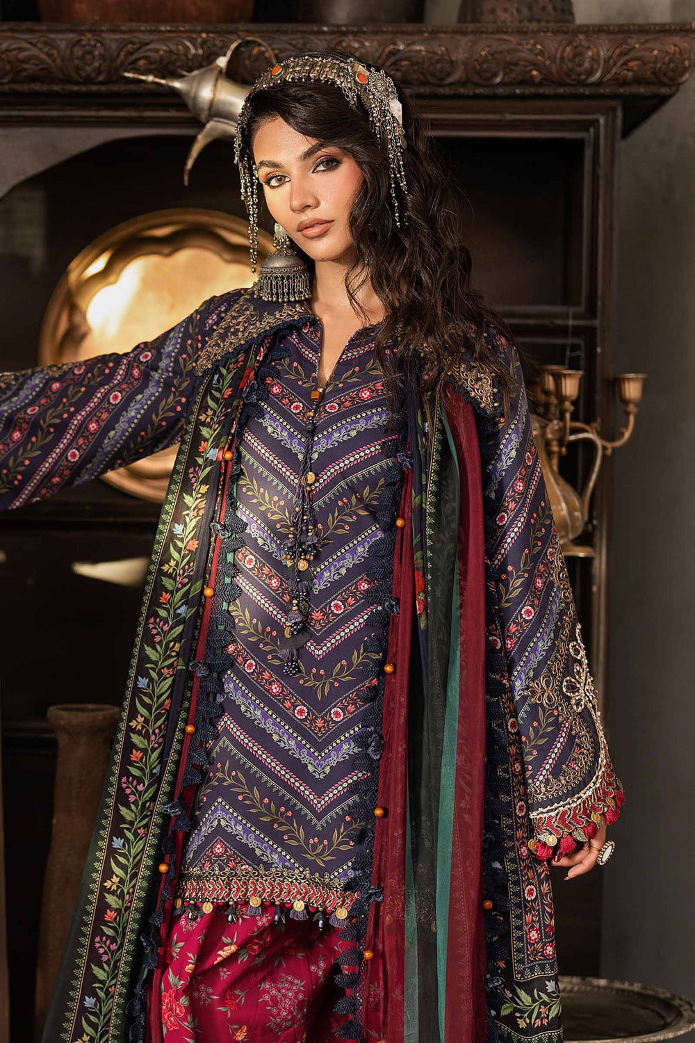 Maria B M.Prints 7B blue cambric unstitched anarkali suit – view 2