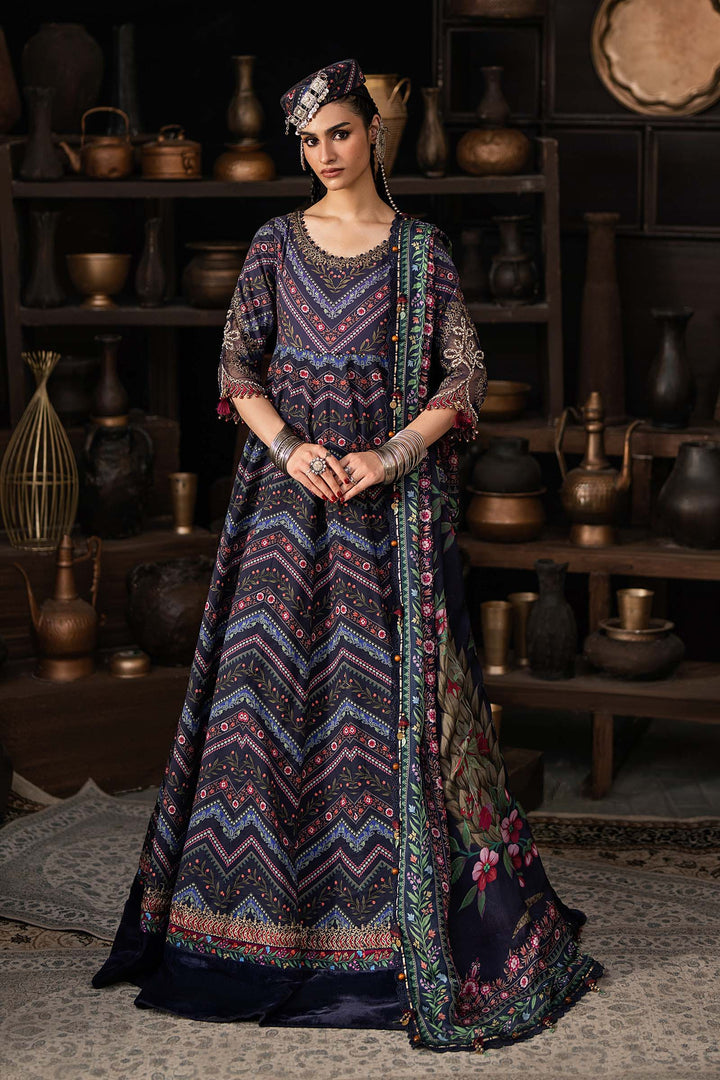 Maria B M.Prints 7B blue cambric unstitched anarkali suit – view 3