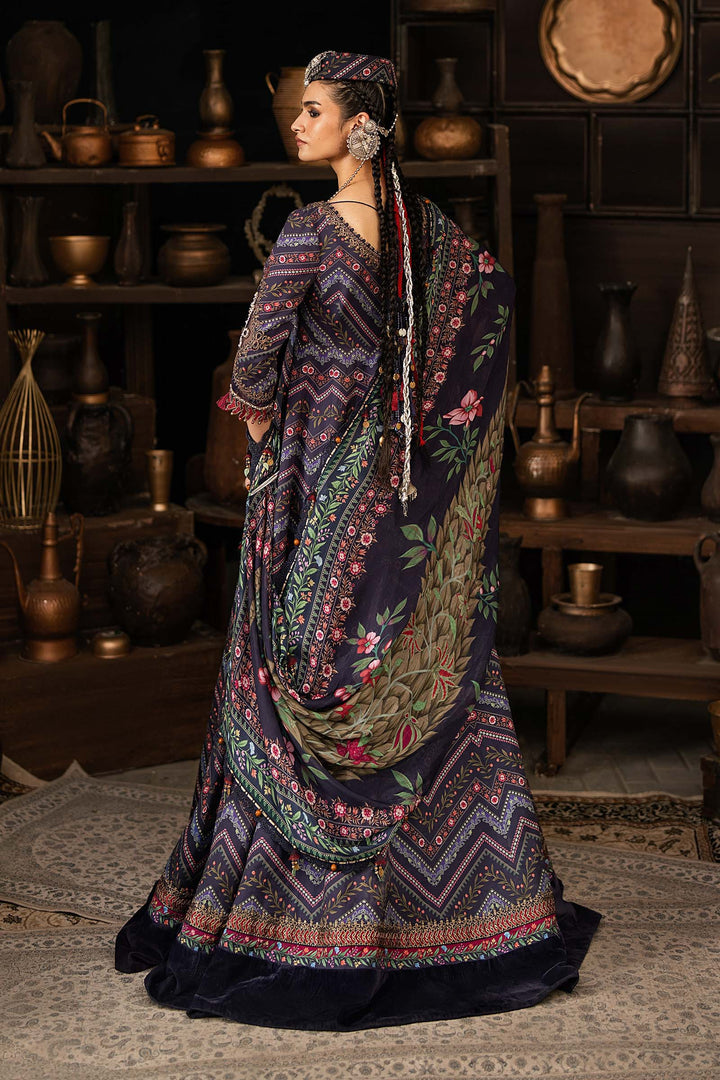 Maria B M.Prints 7B blue cambric unstitched anarkali suit – view 4