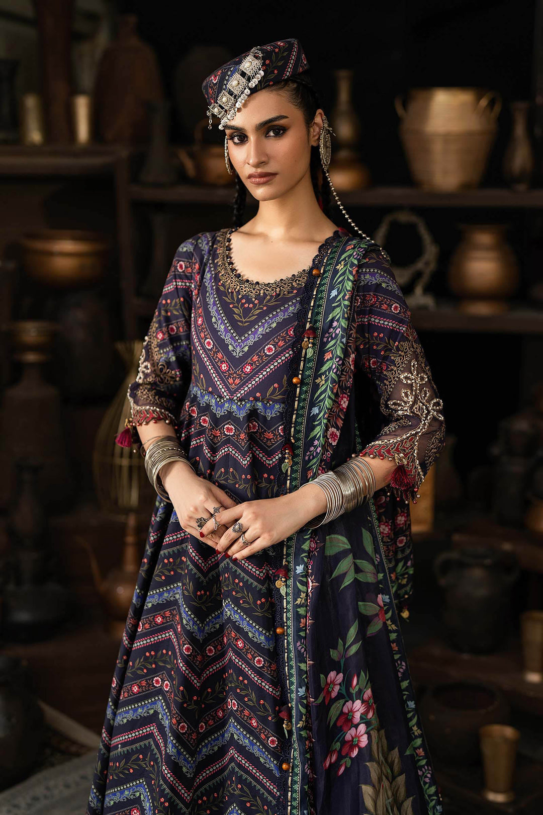 Maria B M.Prints 7B blue cambric unstitched anarkali suit – view 5
