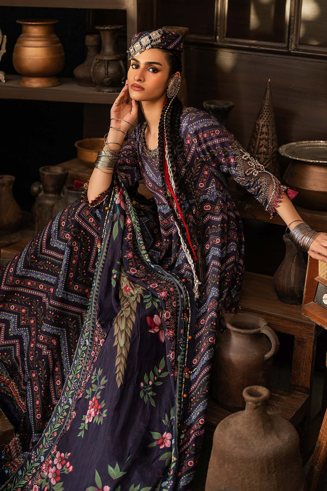 Maria B M.Prints 7B blue cambric unstitched anarkali suit – view 8