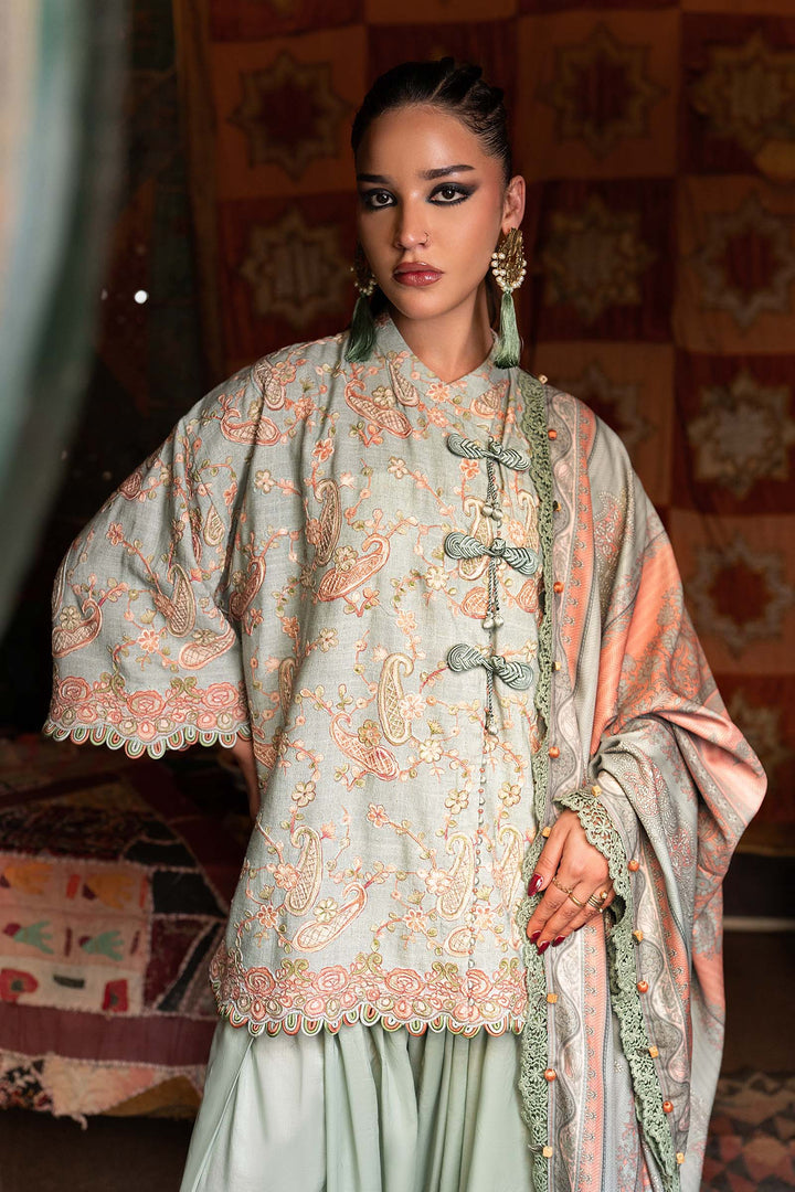 Maria B M.Prints 8B sea green Irish linen unstitched suit – view 1