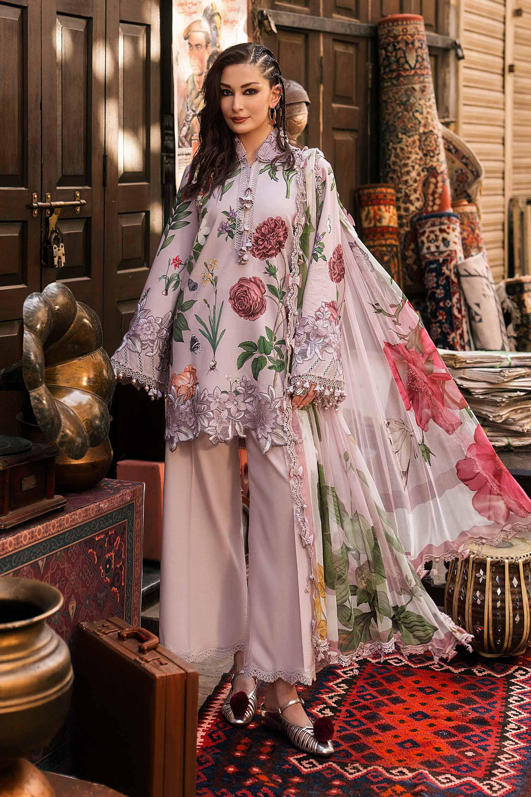 Maria B M.Prints 9A lilac cambric unstitched suit – view 3